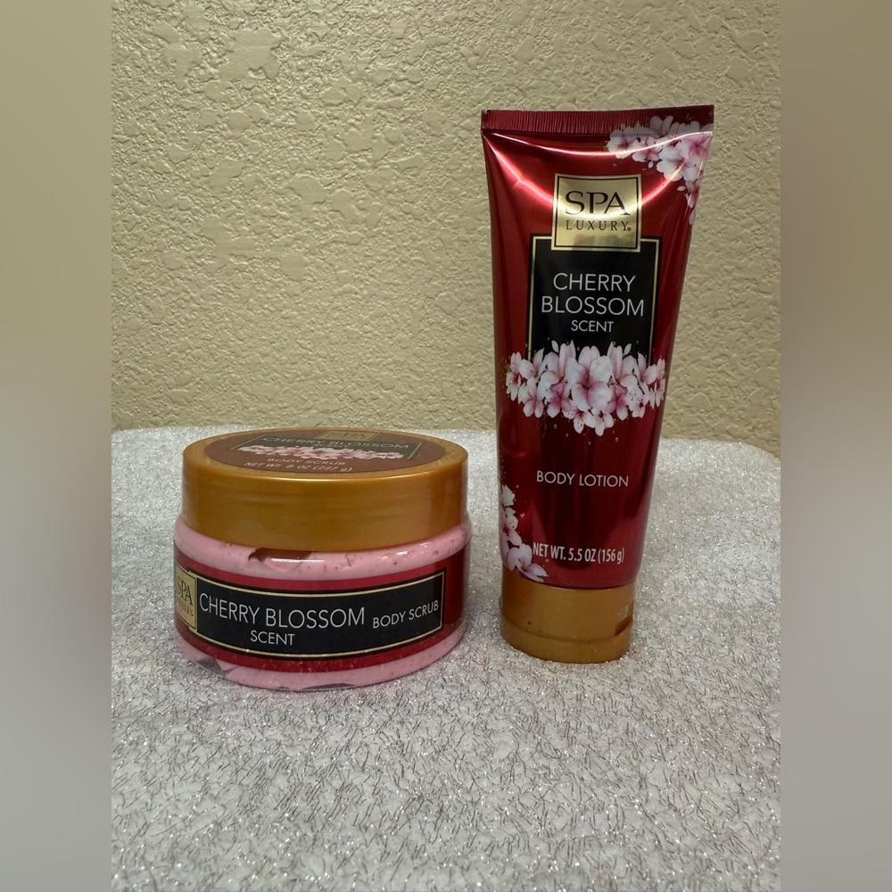 Spa Luxury Cherry Blossom Body Scrub and Lotion Set